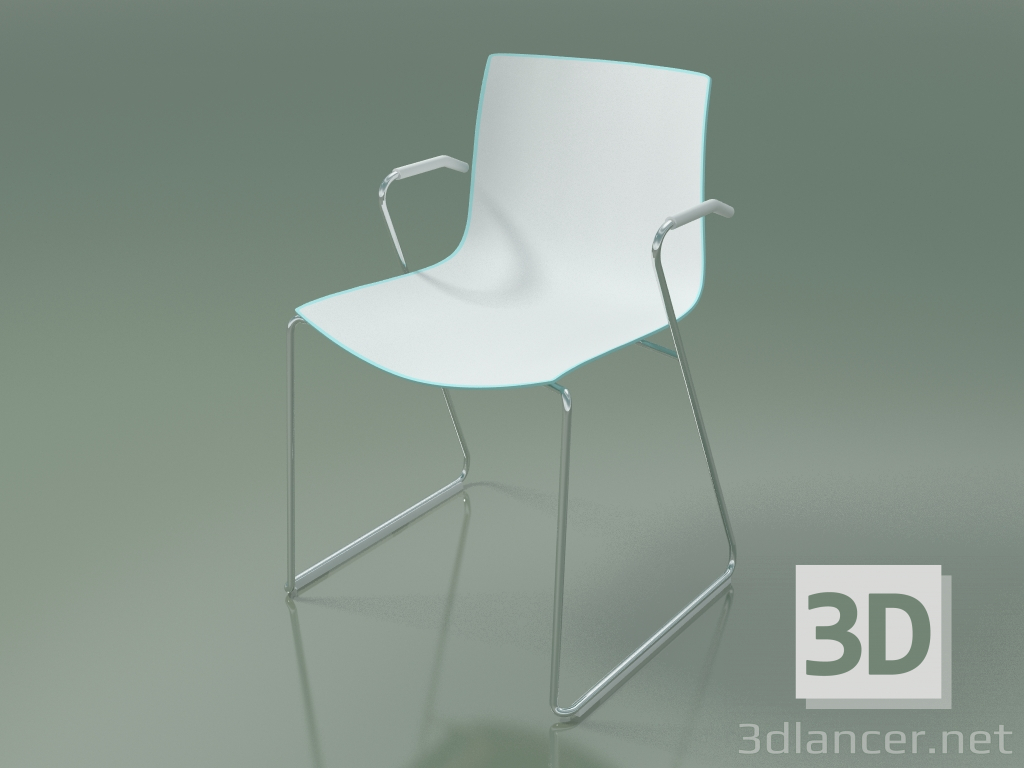 modèle 3D Chaise 0287 (sur rails avec accoudoirs, polypropylène bicolore) - preview