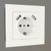 3d model Socket with grounding and 2 USB type A (hammer white) - preview