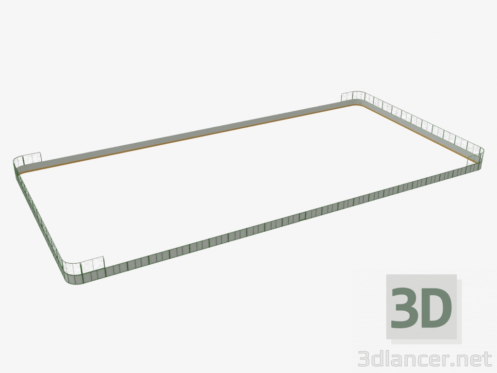 3D Modell Hockeyplatz (Plastik, Netz hinter dem Tor 60x30) (7933) - Vorschau