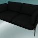 3D Modell Sofa Cloud (LN2, 84 x 168 H 75 cm, warme schwarze Beine, Leder - schwarze Seide) - Vorschau