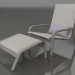 modello 3D Poltrona lounge con schienale alto e pouf (Grigio quarzo) - anteprima