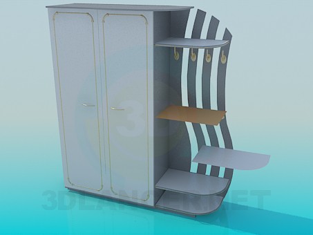 modèle 3D Placard avec étagères extérieures - preview