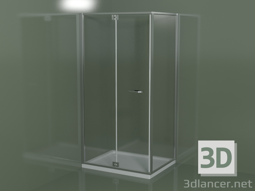 modello 3D Cabina doccia senza telaio RN + RG con porta a battente con pannello fisso aggiuntivo - anteprima