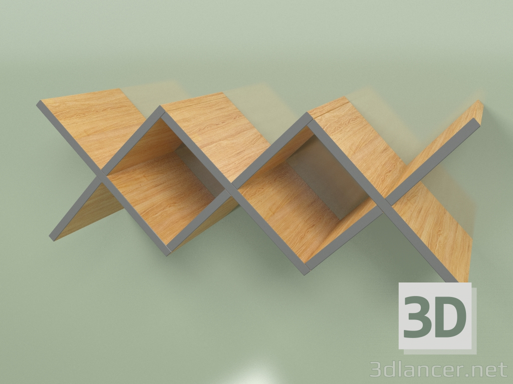 3D modeli Woo Shelf Salon Uzun Raf (Koyu Gri) - önizleme