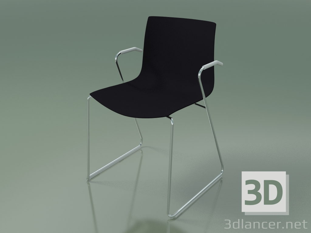 modèle 3D Chaise 0287 (sur rails avec accoudoirs, polypropylène PO00109) - preview