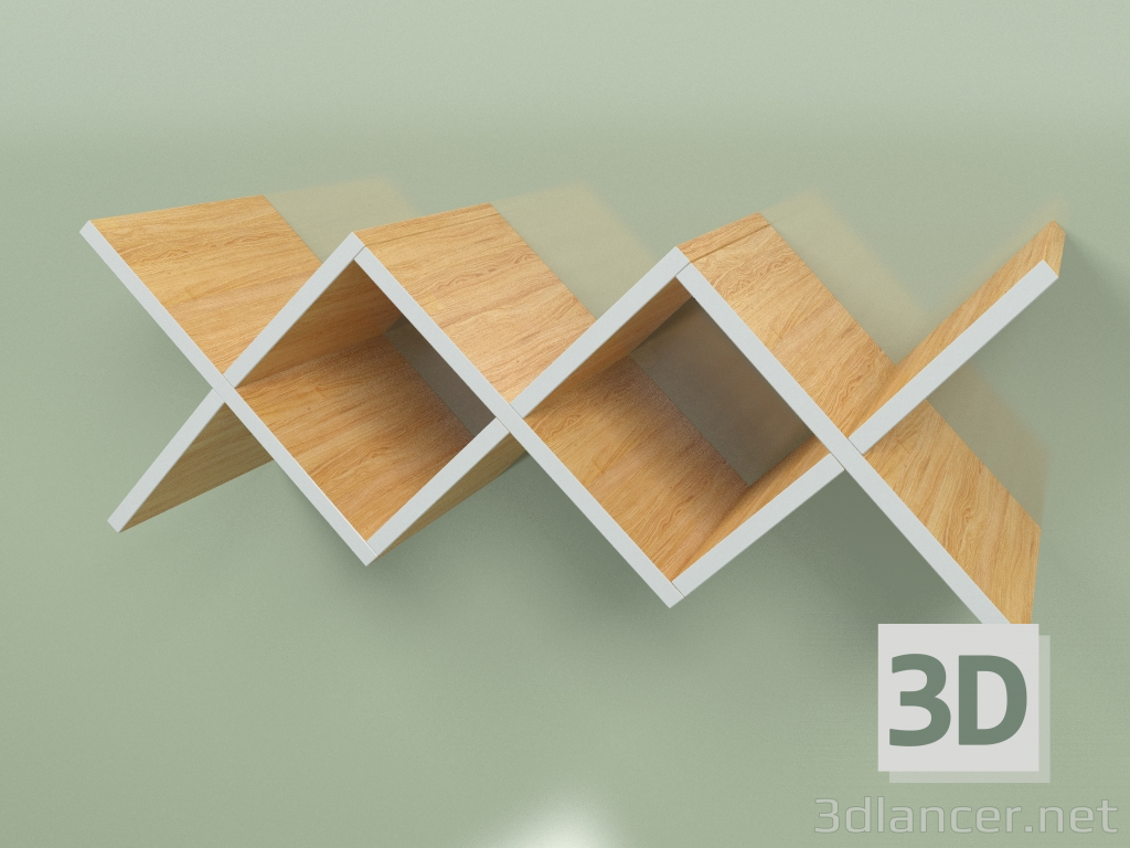 3d model Woo Shelf Estante largo para sala de estar (gris claro) - vista previa