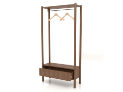 Hanger in the hallway with a cabinet (with an open drawer, 800x300x1600, wood brown light)