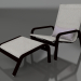 3d model Lounge chair with high back and pouf (Black) - preview