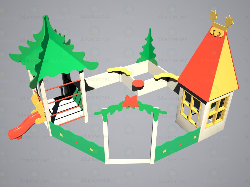 3d model Sandbox with a slide "Little House on the skirt" - preview