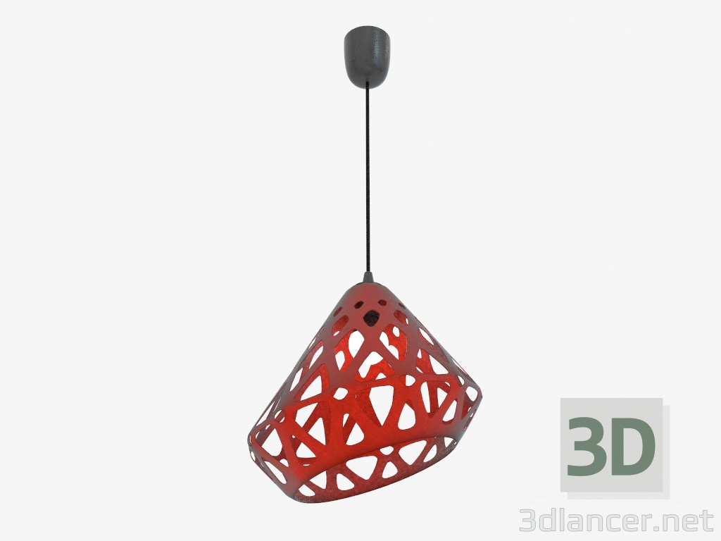 modèle 3D Lampe suspendue (fil noir orange foncé) - preview