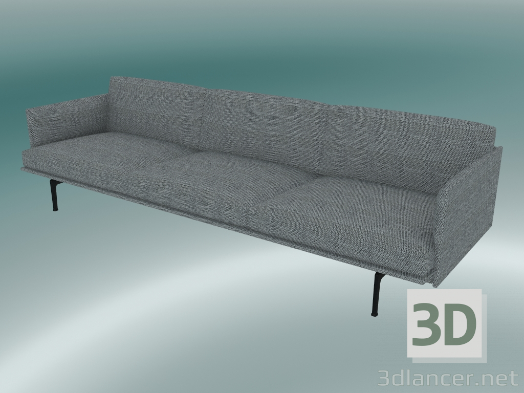 3D Modell 3,5-Sitzer-Sofa Outline (Vancouver 14, Schwarz) - Vorschau