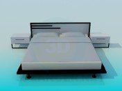 Кровать с прикроватными тумбочками в стиле минимализм