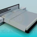 3d модель Кровать с прикроватными тумбочками в стиле минимализм – превью