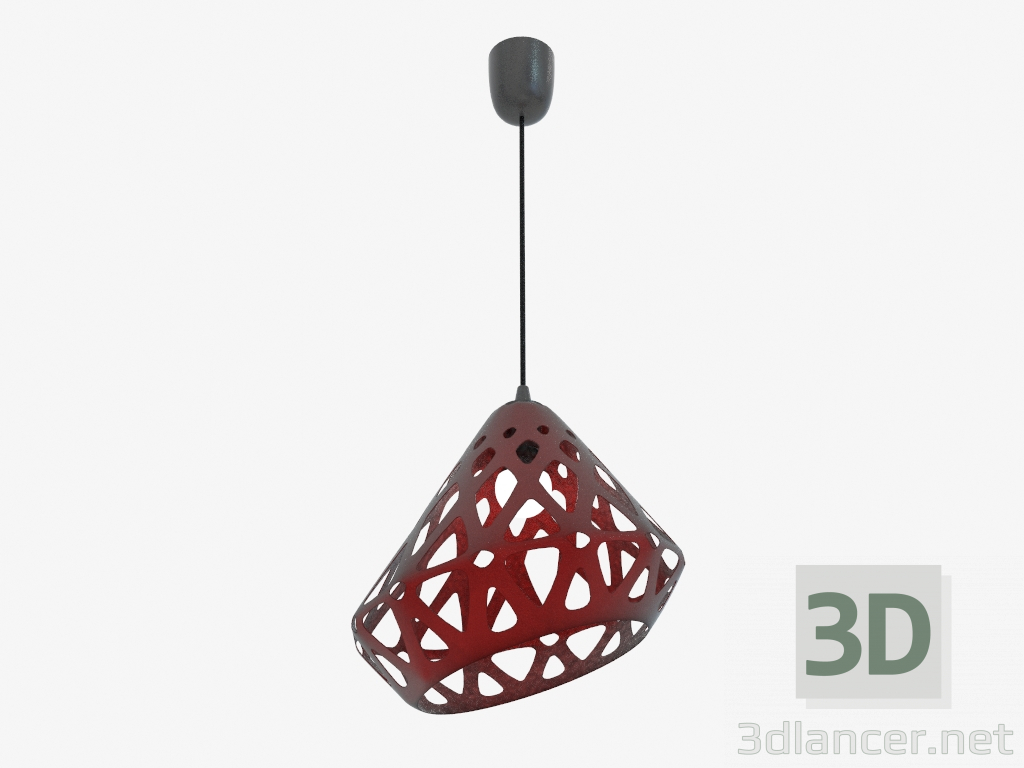 modèle 3D Lampe pendante (rouge drk fil noir foncé) - preview