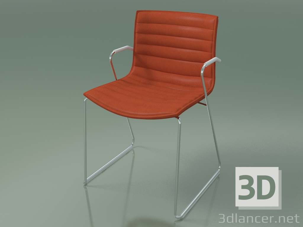 modèle 3D Chaise 0289 (sur patins avec accoudoirs, avec revêtement en cuir) - preview