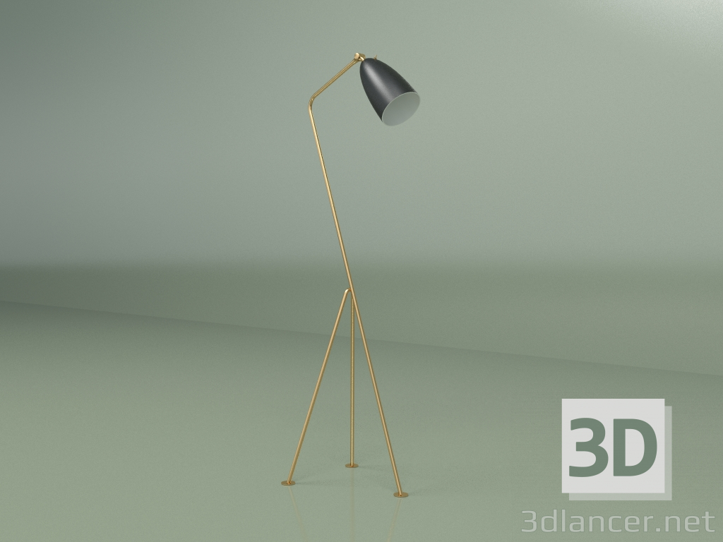 3D modeli Zemin lambası Grashoppa yüksekliği 121 (siyah, pirinç) - önizleme