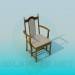 modèle 3D Chaise classique avec accoudoirs - preview
