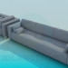 modello 3D Divano, poltrona e divano nel set - anteprima