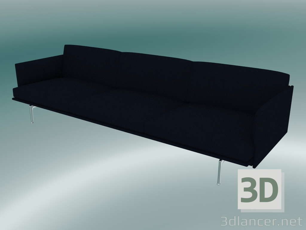 modèle 3D Canapé 3,5 places Outline (Vidar 554, aluminium poli) - preview
