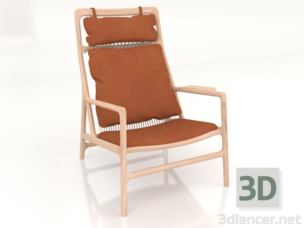 Modelo 3d Cadeira de lazer Dedo com estofamento em couro - preview