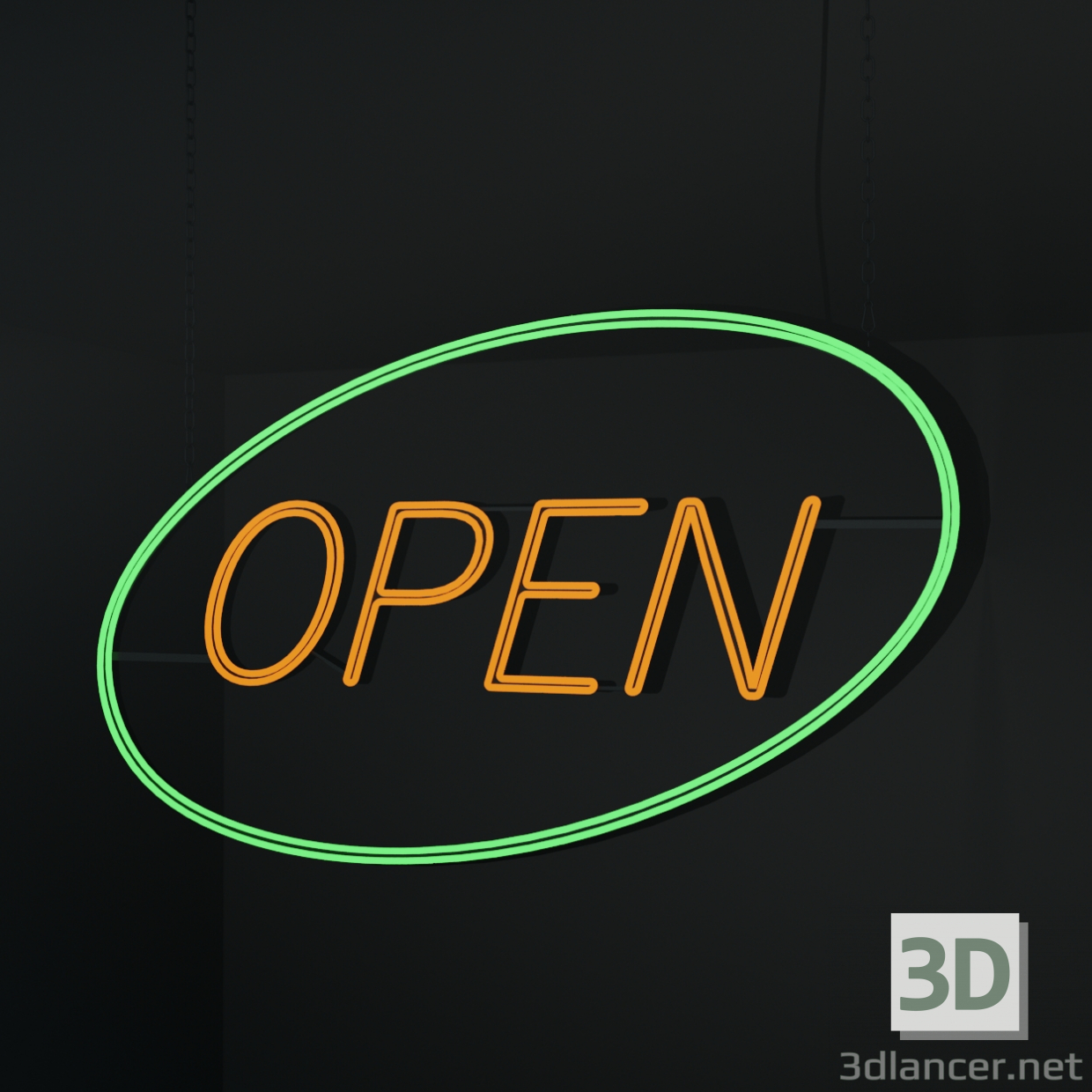 3d Неонова вивіска "Open". модель купити - зображення