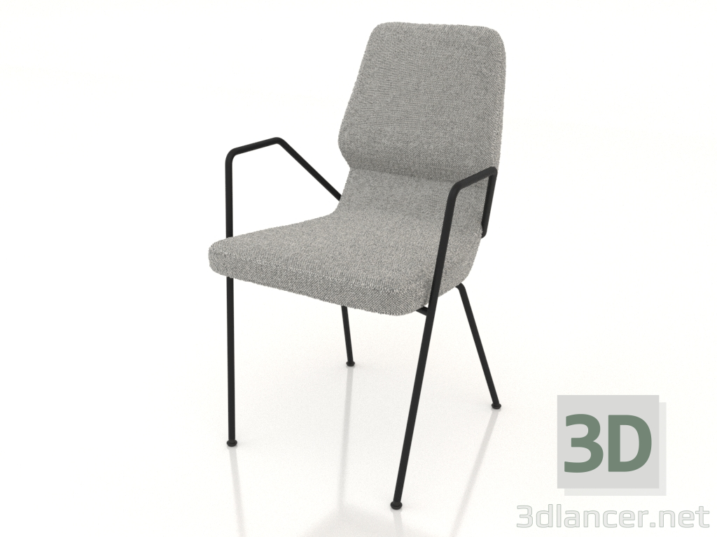 3D Modell Stuhl auf Metallbeinen D16 mm mit Metallarmlehnen - Vorschau