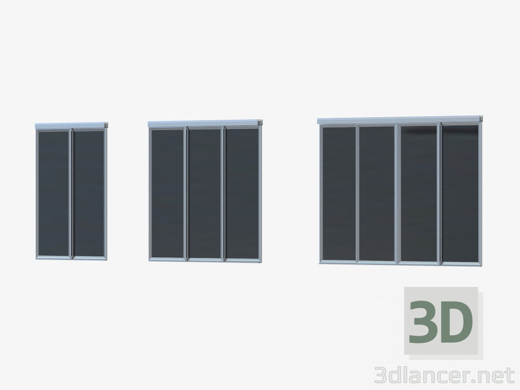 3d model Partición de interroom de A1 (vidrio negro plateado) - vista previa