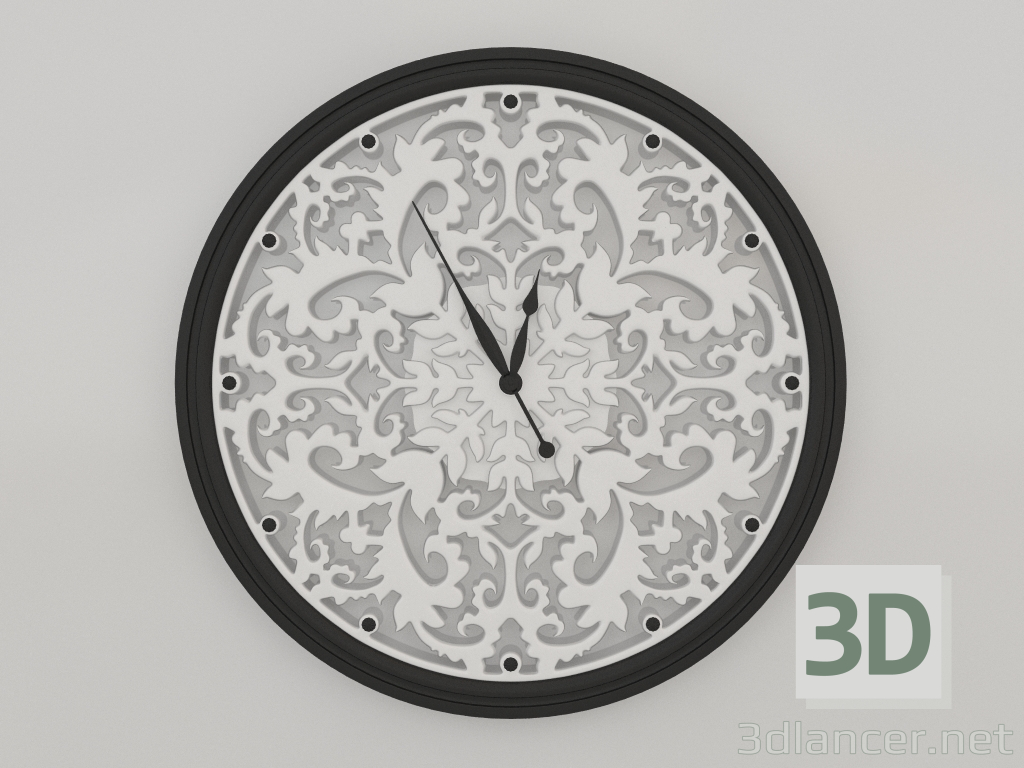 3 डी मॉडल दीवार घड़ी परिष्कृत (काला, 1.5 मी) - पूर्वावलोकन