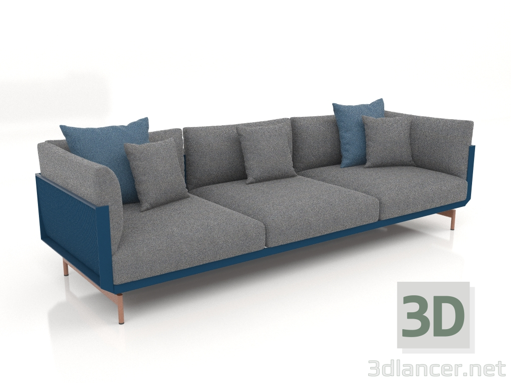 3D modeli 3'lü kanepe (Gri mavi) - önizleme