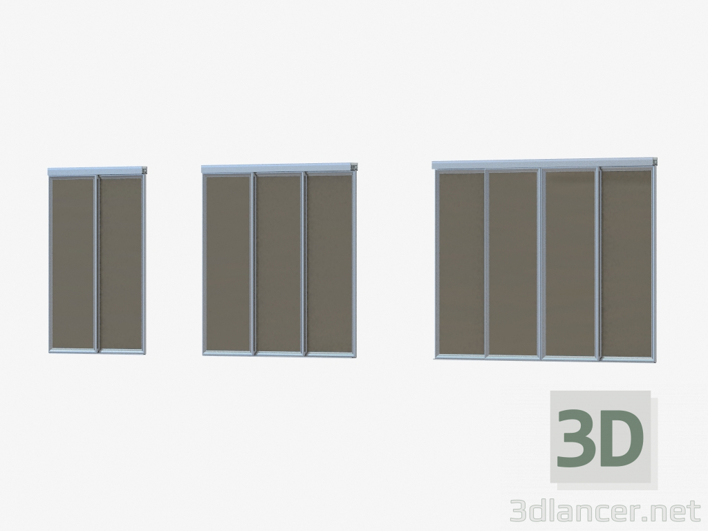 3d model Partición de interroom A1 (vidrio brillante negro plateado) - vista previa