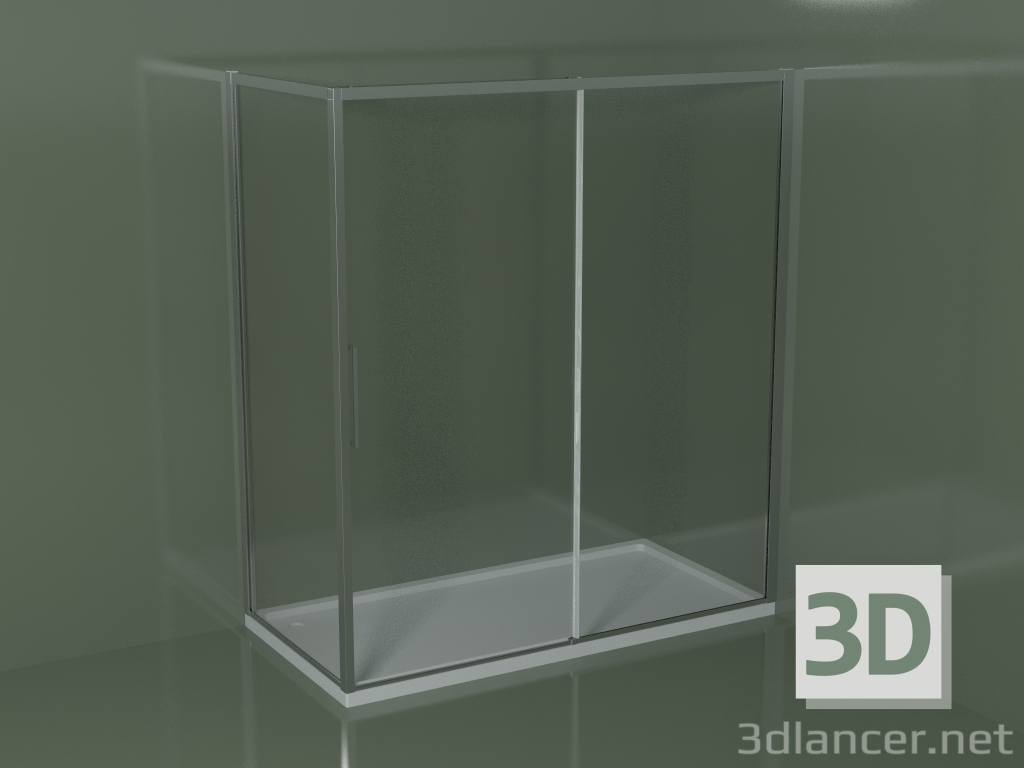 3d model Sliding shower enclosure ZQ + ZF 180 for rectangular corner shower tray - preview
