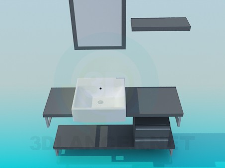 modello 3D Il mobile lavabo con cassetti - anteprima