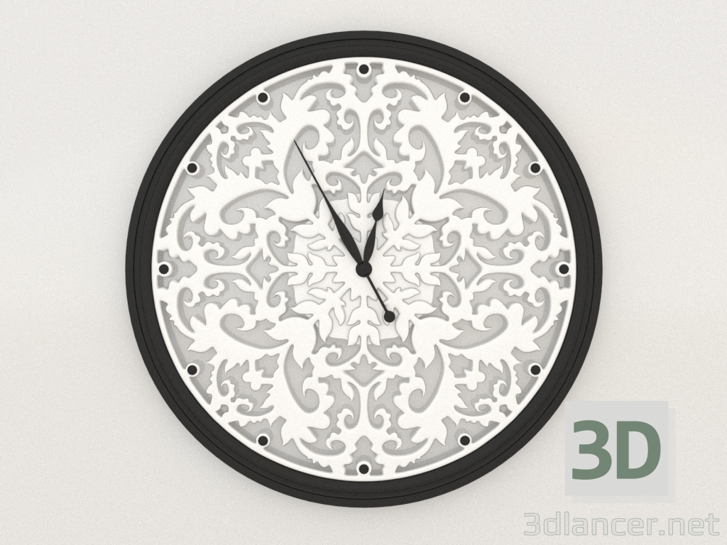 3 डी मॉडल दीवार घड़ी परिष्कृत (काला, 1.5 मी) - पूर्वावलोकन