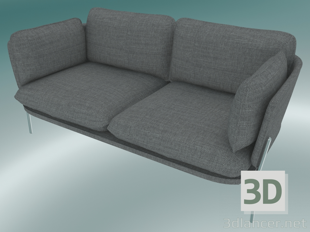modello 3D Divano divano (LN2, 84x168 H 75cm, gambe cromate, Hot Madison 724) - anteprima