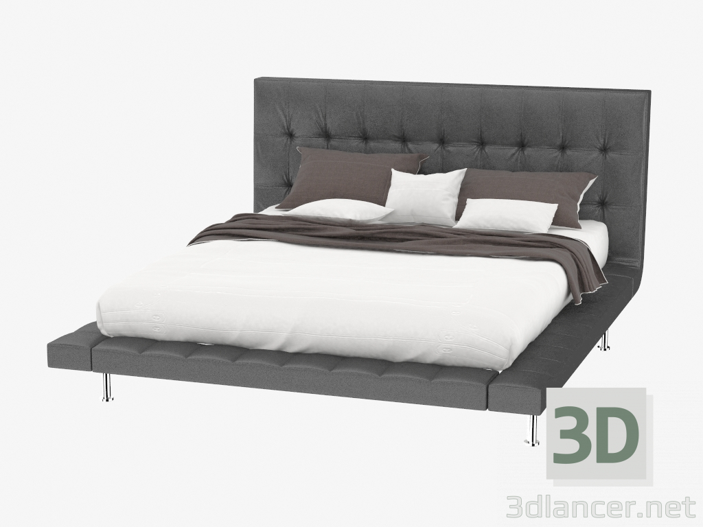 3d model Double bed with leather trim Star - preview