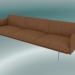 modello 3D Contorno divano a 3,5 posti (Affina la pelle di cognac, alluminio lucidato) - anteprima