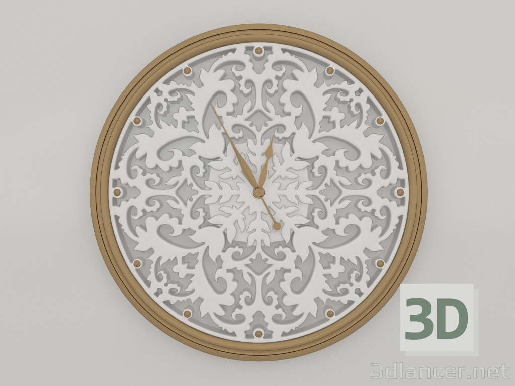 3 डी मॉडल दीवार घड़ी परिष्कृत (सुनहरा, 1.5 मी) - पूर्वावलोकन