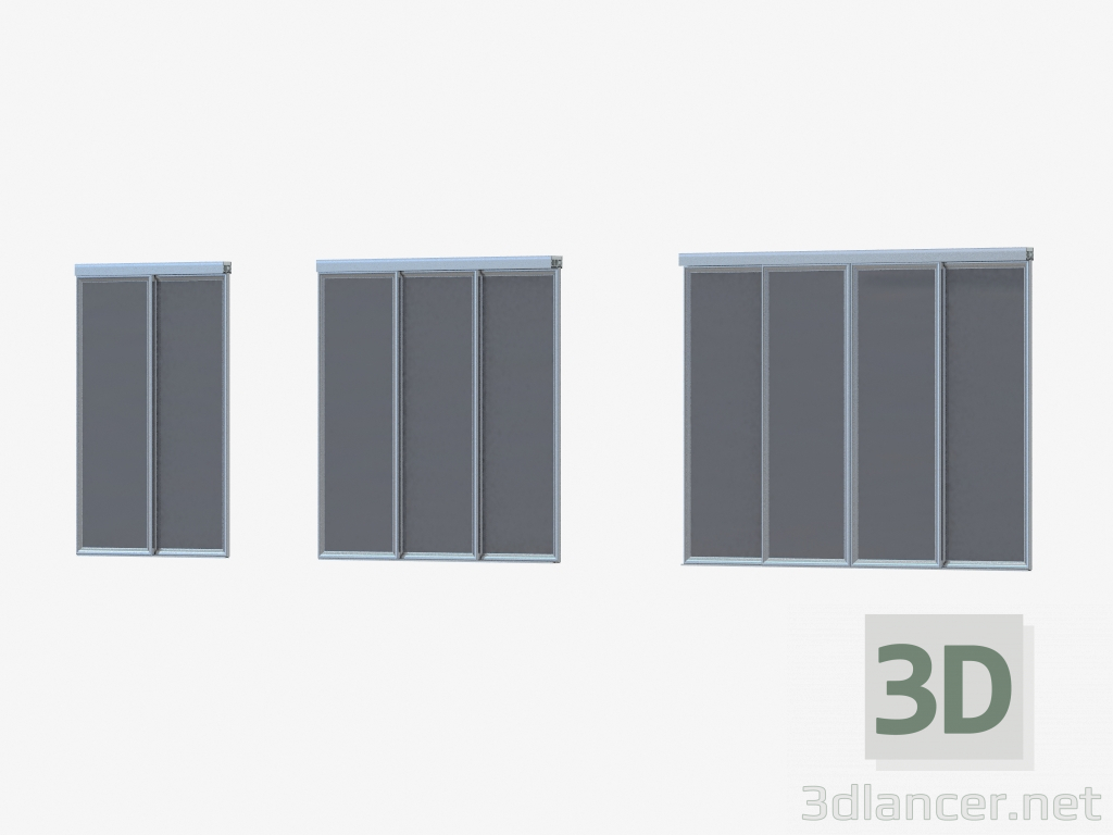 3d model Interroom partition of A1 (silver dark silver glass) - preview