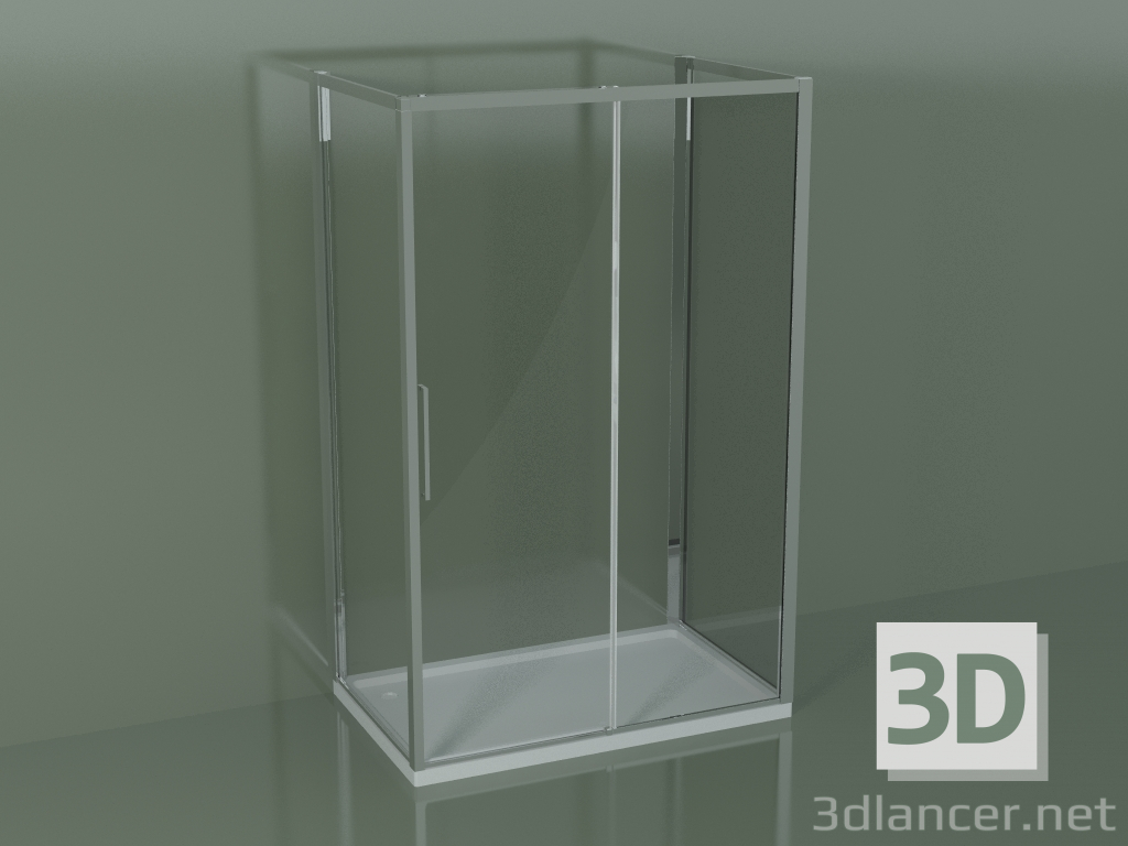 modello 3D Box doccia 3 lati ZG + ZQ + ZF 130 con porta scorrevole al centro - anteprima