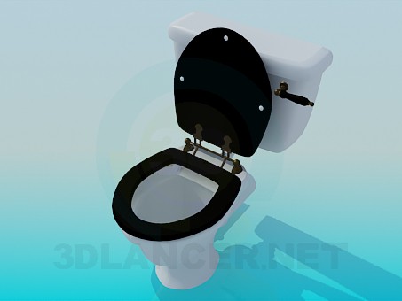 modèle 3D Cuvette de toilette avec couvercle noir - preview