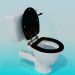 3D Modell WC-Schüssel mit schwarzem Deckel - Vorschau