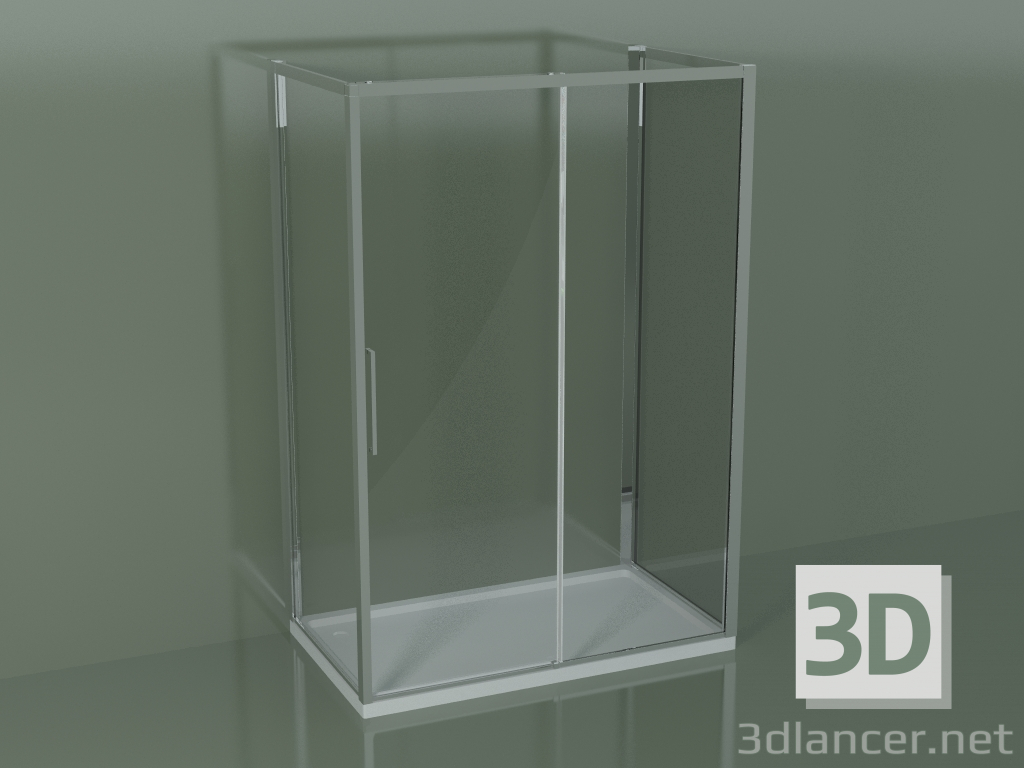 modèle 3D Cabine de douche 3 faces ZG + ZQ + ZF 140 avec porte coulissante au centre - preview