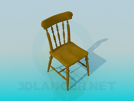 3d model Wooden carved chair - preview