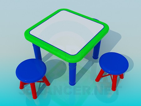 3d модель Стіл і стільці – превью