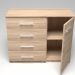 3d Particleboard chest with door model buy - render