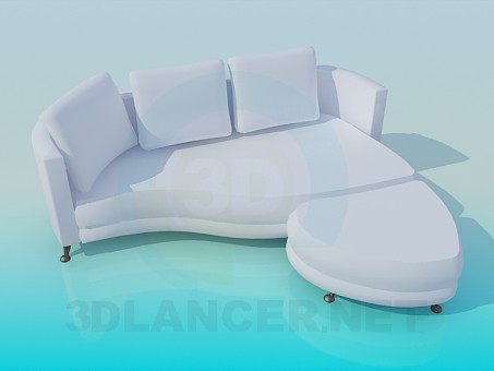 3D Modell Sofa mit Ottomane - Vorschau