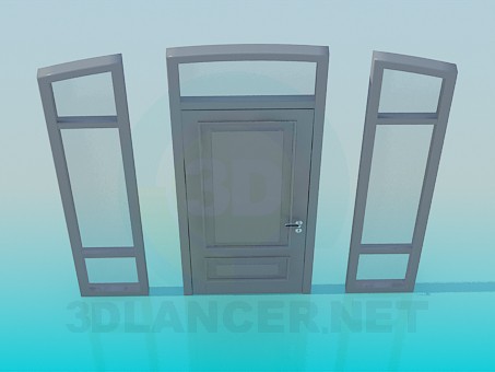 3d model Door with side windows - preview
