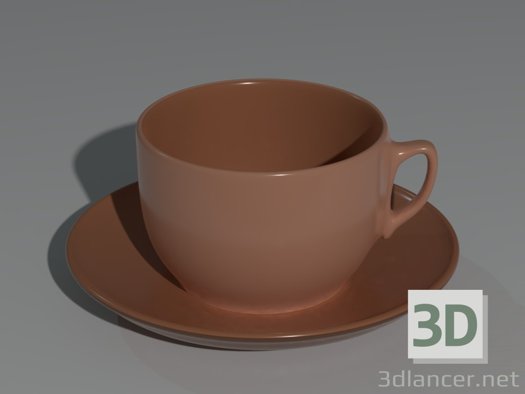 3D Modell Kaffeetasse auf einer Untertasse - Vorschau