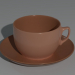 3D Modell Kaffeetasse auf einer Untertasse - Vorschau