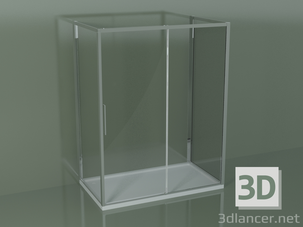 3D Modell Duschkabine 3-seitig ZG + ZQ + ZF 160 mit einer Schiebetür in der Mitte - Vorschau